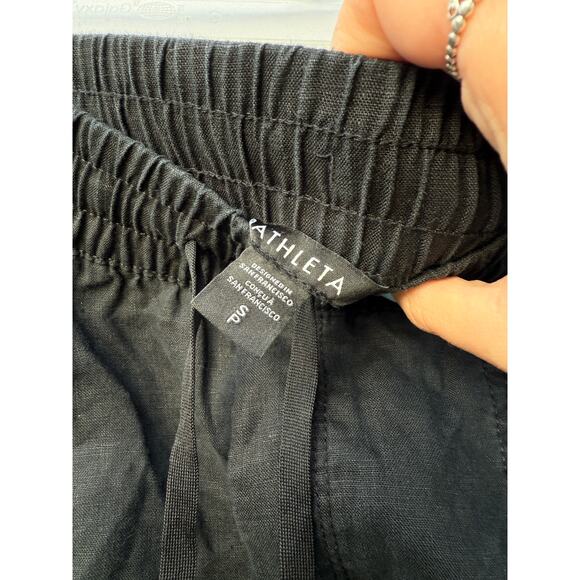 Athleta Retreat Charcoal Black Wide Leg 100% Linen Active Ankle Pant Sz Small - Picture 6 of 10